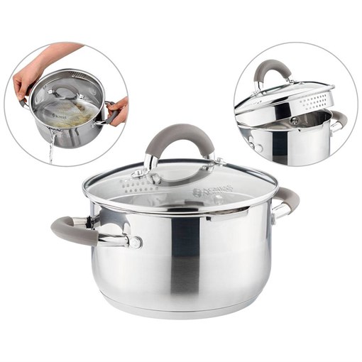 Кастрюля agness "Profi home" со стеклянной крышкой, 2,0л 18x10.5 см - фото 396429