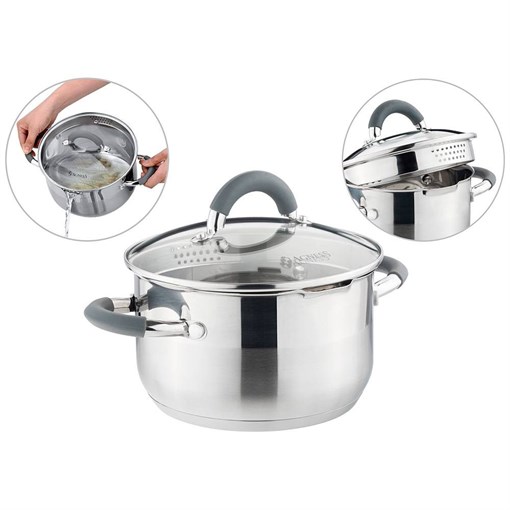 Кастрюля agness "Profi home" со стеклянной крышкой, 2,0л 18x10.5 см - фото 396447