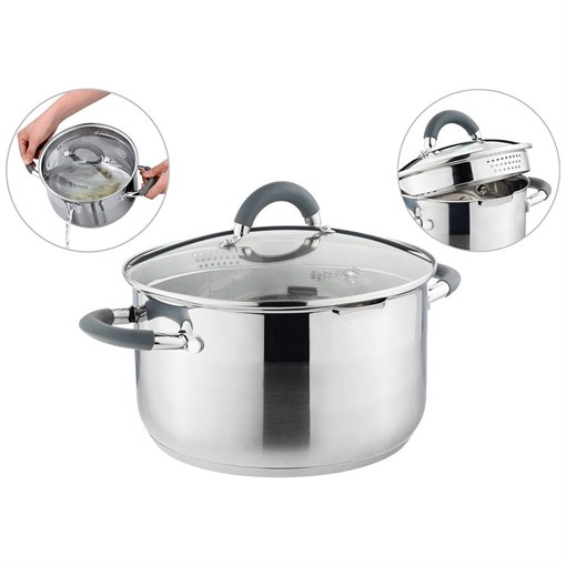 Кастрюля agness "Profi home" со стеклянной крышкой, 5,0л 24x13.5 см - фото 396459