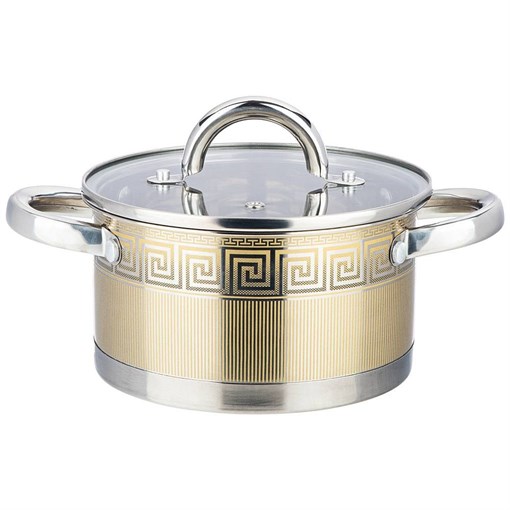 Кастрюля agness со стеклянной крышкой, нерж.сталь, 1,8 л 16х9 см - фото 396517