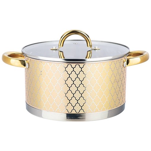 Кастрюля agness со стеклянной крышкой, нерж.сталь, 4,6 л 22х12 см - фото 396533