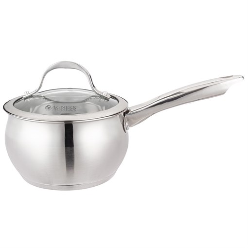 Ковш agness со стекл. крышкой 1,9 л. 16x9.5 см - фото 396627