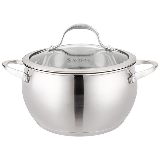Кастрюля agness со стекл. крышкой 3,3 л. 20x11.5 см - фото 396639