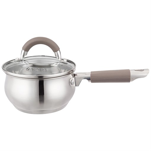 Ковш agness со стекл. крышкой 1,0 л. 14x7.5 см цвет: кофейный - фото 396667