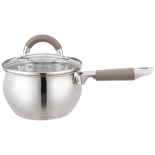 Ковш agness со стекл. крышкой 1,9 л. 16x9.5 см цвет: кофейный - фото 396671