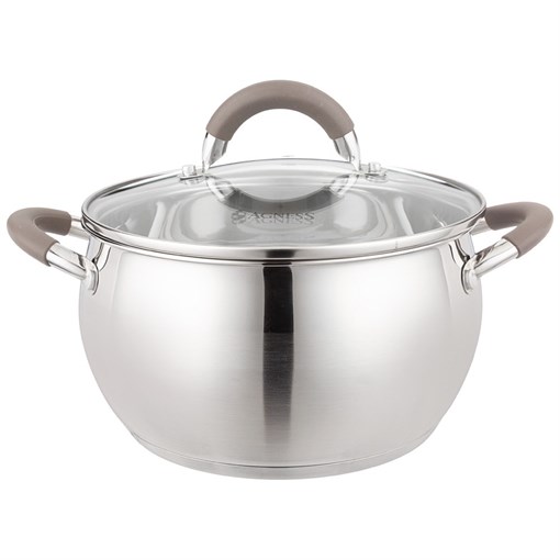Кастрюля agness со стекл. крышкой 3,3 л. 20x11.5 см цвет: кофейный - фото 396683