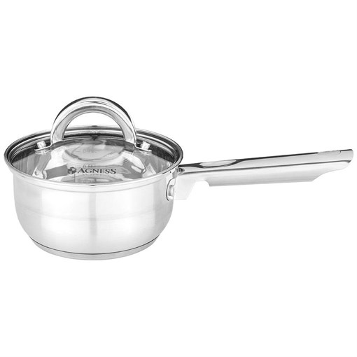 Ковш agness со стекл.крышкой 0,9 л. 14*7,5 см - фото 396694