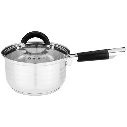 Ковш agness со стекл.крышкой 1,7 л. 16*9,5 см - фото 396713