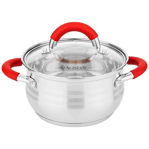 Кастрюля agness со стекл. крышкой 2,6 л. 18*11,5 см - фото 396720