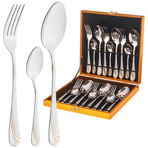 Набор столовых приборов agness на 6 персон 18 пр.в деревянном кейсе - фото 396825