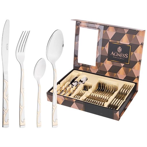Набор столовых приборов agness на 6 персон 24 пр. - фото 396837