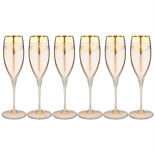 Набор бокалов для шампанского из 6 штук 260 мл "Amalfi ambra oro" - фото 397401