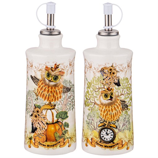 Набор для масла/уксуса "Дерево мудрости" 2пр. 6,5*6,5 см H14,5 см / 320 мл - фото 397456