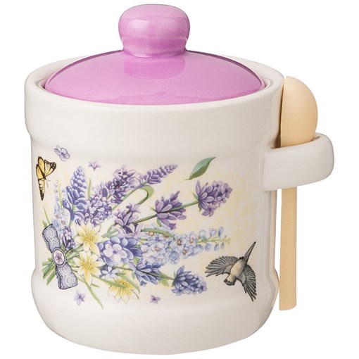 Емкость для сыпучих продуктов с ложкой "Прованс лаванда" 13*11 см H=12 см / 300 мл - фото 397574