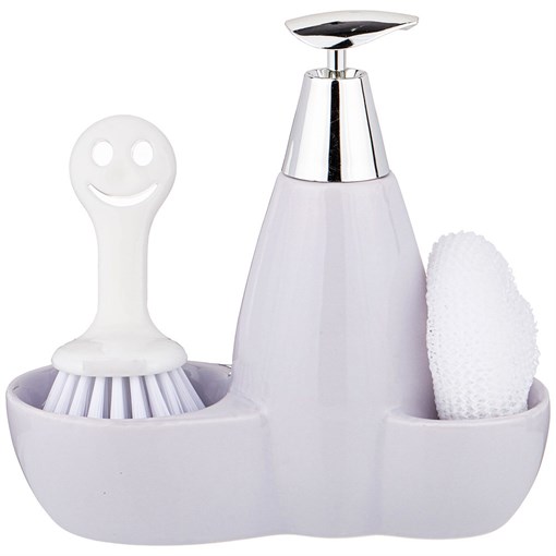Дозатор для моющего средства 500 мл + губка и щетка 20*9*18 см - фото 398147