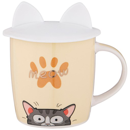 Кружка lefard котомания с сил. крышкой, 11,5/8,5*9 см 400 мл - фото 398181