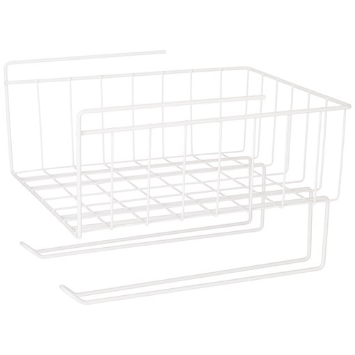 Подвесная корзина на полку с вешалками 24*28*20 см цвет: белый - фото 398294
