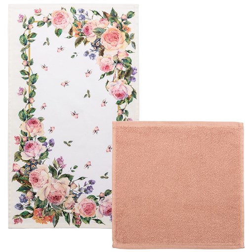 Набор полотенец из 2-шт "Винтаж" 40х70 см /35х35 см ,крем+бежевый, 100% хлопок,твил/махра - фото 398445