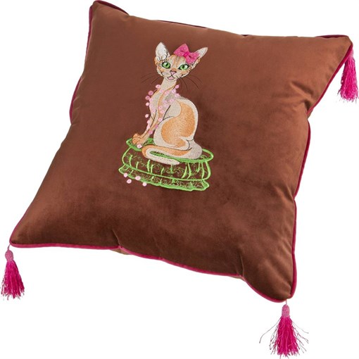 Декоративная подушка "Мурка", коричневая - фото 398460