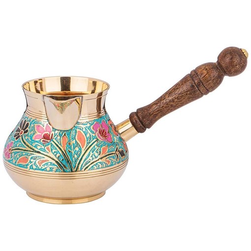 Турка 400 мл латунь. цветная эмаль - фото 398609