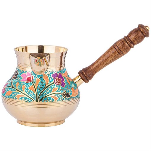 Турка 800 мл латунь. цветная эмаль - фото 398615