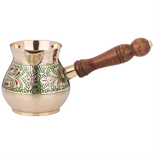 Турка 250 мл латунь. цветная эмаль - фото 398630