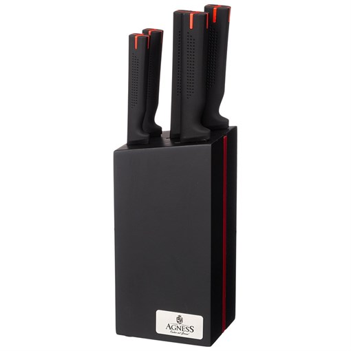 Набор ножей agness на деревянной подставке, 6 предметов - фото 398730