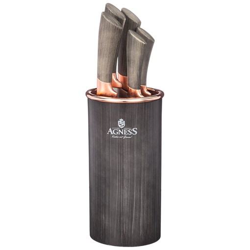Набор ножей agness на подставке, 6 предметов - фото 398769