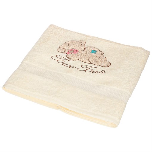 Полотенце банное "Мишутка",90х160 см , 450 г/м2,махра, х/б 100%,бежевый - фото 399113