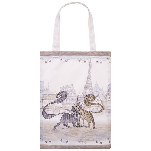 Сумка "Котики",30х40 см ,белый, 100% хлопок,твил - фото 399125