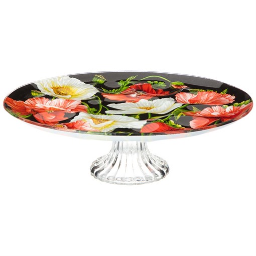 Блюдо на ножке для кулича и яиц коллекция "Маки" 25 см - фото 399267