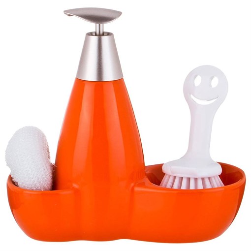 Дозатор для моющего средства "Fresh" 500 мл + губка и щетка 20*9*18 см - фото 399961