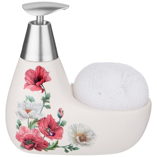 Дозатор для моющего средства "Маки" 350 мл 11*9 см H=16 см + губка - фото 399989