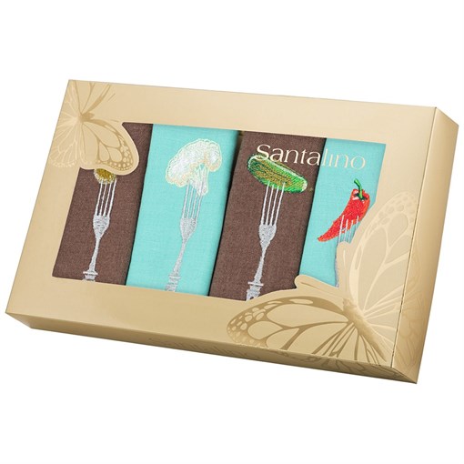 Комплект салфеток из 4-х шт 40х40 см "Бон аппетит",корич+бирюза, 100% хлопок ,. - фото 400148