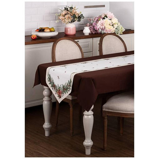 Дорожка на стол "Celebration", 45х188 см , бежевый, 100% хлопок,твил,клетка - фото 400188