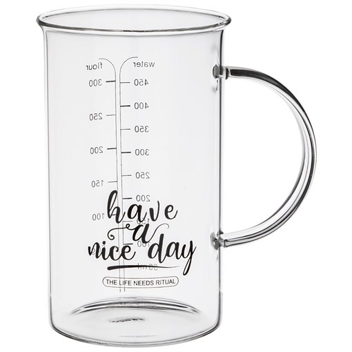 Мерный стакан 450 мл d 8,3 см d 12.3 см (с ручкой) h 13.8 см - фото 400340