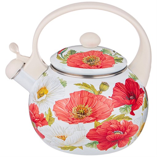 Чайник agness эмалированный со свистком, 2,2л, индукционное дно - фото 400556