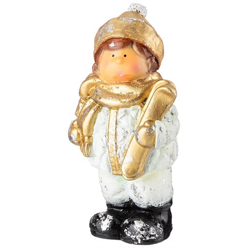 Фигурка декоративная "Мальчик в шарфе с лыжами" 22*10 см - фото 400616
