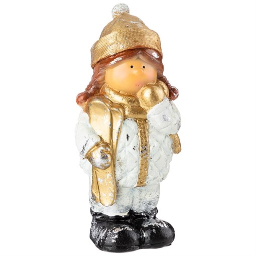 Фигурка декоративная "Девочка в шарфе с лыжами" - фото 400617