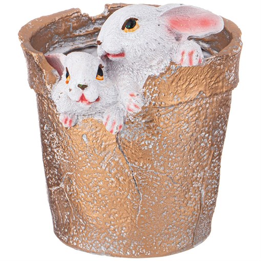 Кашпо"зайчики в золотом ведре"" 19*22*23 см - фото 400648