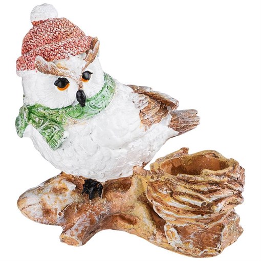 Подсвечник "Совенок на коряге новогодний" 15*15 см - фото 401369