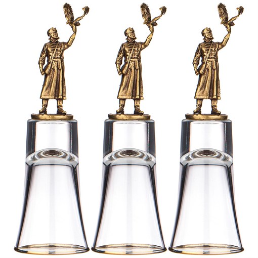 Набор штрафных стопок из 3-х шт "Соколиная охота" 60 мл - фото 401922