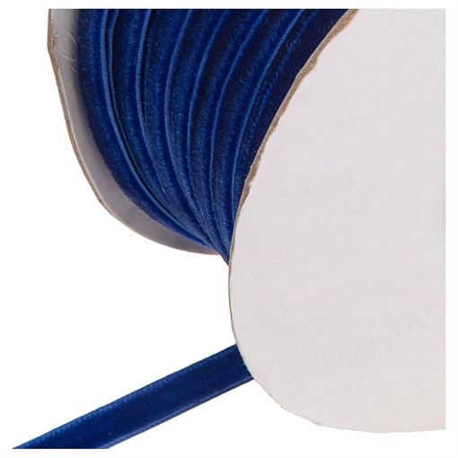 Лента бархатная,тёмно синий, W=0,5 см , L=84.6 м - фото 402166