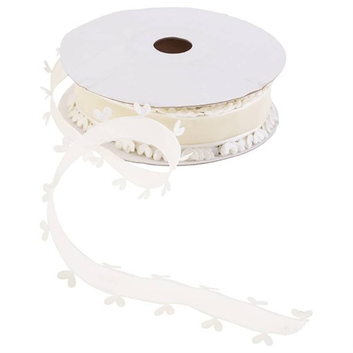 Лента капроновая  с каймой сердечки, шампань, шир 1,5 см боб 18,2м - фото 402178