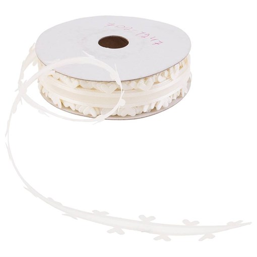 Лента капроновая  с каймой из сердечек, шампань, шир 0,8 см боб 22,8м - фото 402179