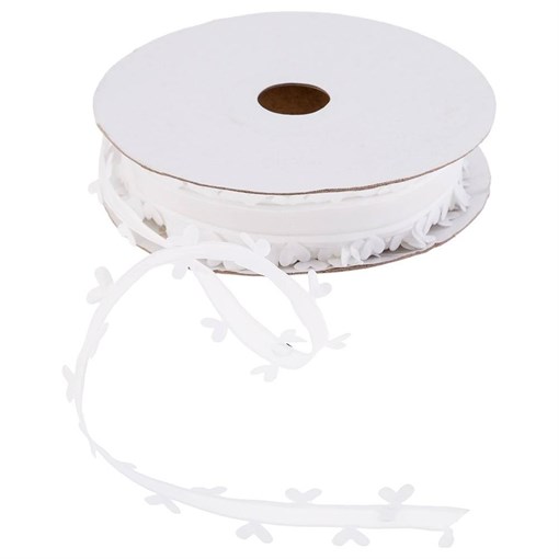 Лента капроновая с бордюром из сердечек , белая, шир 0,8 см боб 22,8м - фото 402180