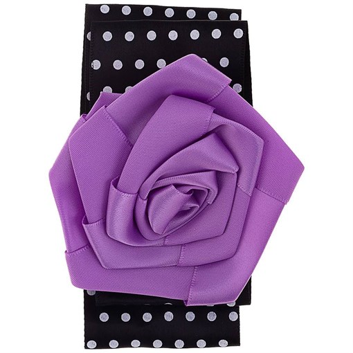 Роза сириневая + бант, ч/б горох - фото 402187