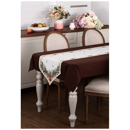 Дорожка на стол "Celebration", 45х188 см , бежевый, 100% хлопок,твил,горох - фото 402193