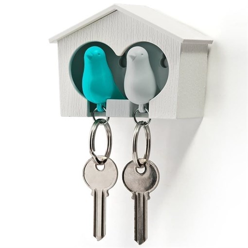 Держатель для ключей Duo Sparrow, белый/голубой - фото 403207