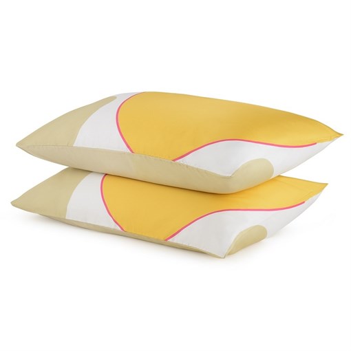 Набор из двух наволочек из сатина  горчичного цвета с авторским принтом из коллекции Freak Fruit, 50х70 см - фото 403305
